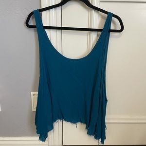 Free People Teal Oversized Flowy Tank Top